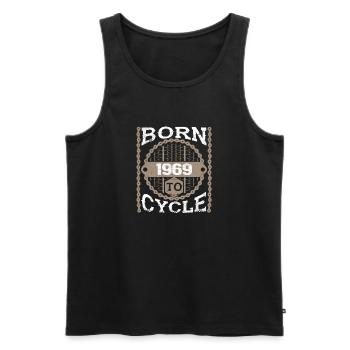 born to cycle moutainbike fahrrad 1969 - Männer Premium Bio Tank Top - Schwarz - Vorne - Michal (187cm)