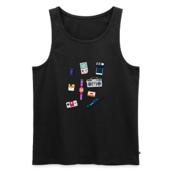 Objects from the 80s - Retro Design - Men's Premium Organic Tank Top - black - Front - AI Model Male 178 light (178cm)