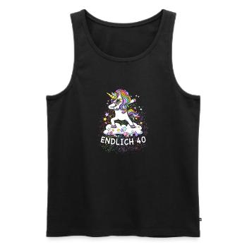 40. Geburtstag / Einhorn, endlich 40 - Männer Premium Bio Tank Top - Schwarz - Vorne - Michal (187cm)