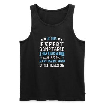 Je suis expert comptable cadeau humour - Débardeur bio Premium Homme - noir - Devant - AI Model Male 178 light (178cm)