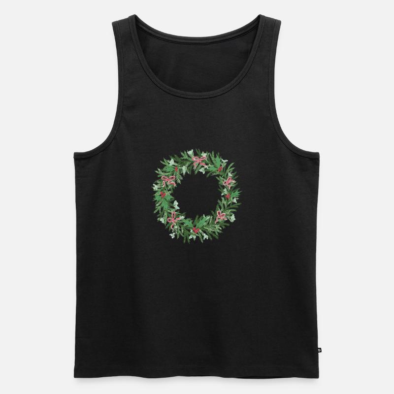 Weihnachtskranz mit roten Schleifen - Männer Premium Bio Tank Top - Schwarz