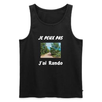 Je peux pas J'ai Rando - Débardeur bio Premium Homme - noir - Devant - Michal (187cm)