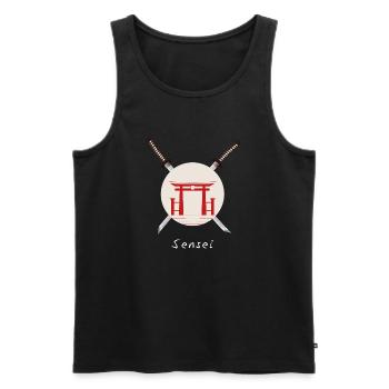 Sensei double sabres - Débardeur bio Premium Homme - noir - Devant - Michal (187cm)