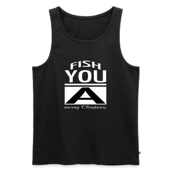 quote buy bite me fishing tshirts under the tree - Männer Premium Bio Tank Top - Schwarz - Vorne - AI Model Male 178 light (178cm)