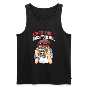 Fotograf - Vorsicht ich könnte deine Seele fangen - Männer Premium Bio Tank Top - Schwarz - Vorne - Michal (187cm)