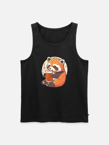 Red panda enjoying its beer - Men's Premium Organic Tank Top - black