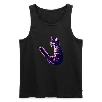 Kater Buch Katze Bücher Hauskatze Lesen Kätzchen - Männer Premium Bio Tank Top - Schwarz - Vorne - AI Model Male 178 light (178cm)