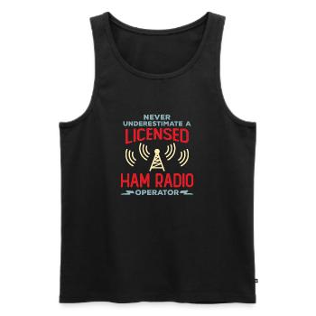 Never Underestimate a Licensed Ham Radio Operator - Men's Premium Organic Tank Top - black - Front - AI Model Male 178 light (178cm)