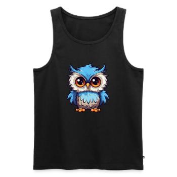 Süße Eule mit großen Kulleraugen - Männer Premium Bio Tank Top - Schwarz - Vorne - AI Model Male 178 light (178cm)