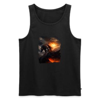 Guerrière et son dragon noir - Débardeur bio Premium Homme - noir - Devant - AI Model Male 178 light (178cm)