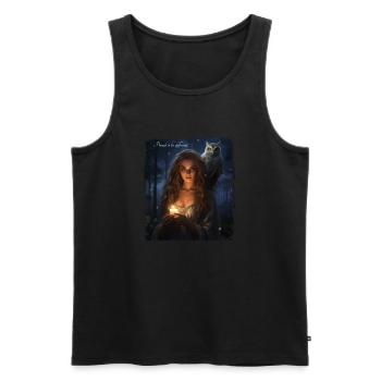 La fille au hibou - Débardeur bio Premium Homme - noir - Devant - Michal (187cm)