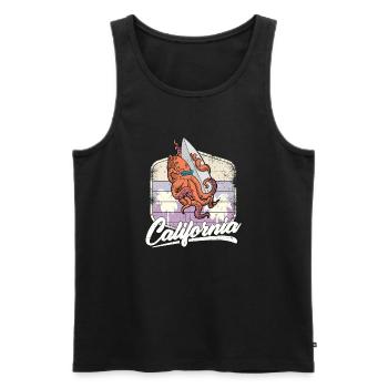 Surfing Summer Octopus Surfboard Holiday Ocean - Men's Premium Organic Tank Top - black - Front - AI Model Male 178 light (178cm)
