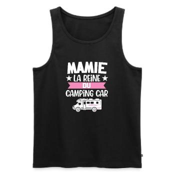 Mamie reine du camping car cadeau noel anniversair - Débardeur bio Premium Homme - noir - Devant - Michal (187cm)