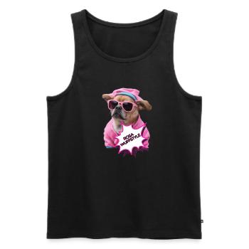 Rosa Wuffstyle - Männer Premium Bio Tank Top - Schwarz - Vorne - Michal (187cm)