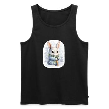 Lapin dans la magie de la neige - Débardeur bio Premium Homme - noir - Devant - AI Model Male 178 light (178cm)