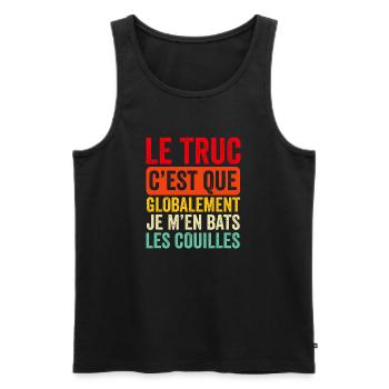 Globalement Je M'en Bats - Débardeur bio Premium Homme - noir - Devant - Michal (187cm)
