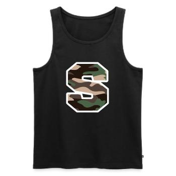 Letter S Military Camouflage - Geschenkidee - Männer Premium Bio Tank Top - Schwarz - Vorne - Michal (187cm)