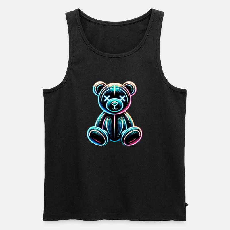 COOL NEON TEDDY - Männer Premium Bio Tank Top - Schwarz