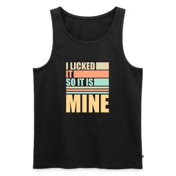 Je l’ai léché pour que ce soit le mien Lustiger Frecher Spruch - Débardeur bio Premium Homme - noir - Devant - AI Model Male 178 light (178cm)