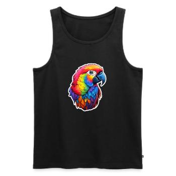 Parrot colorful - Men's Premium Organic Tank Top - black - Front - Michal (187cm)