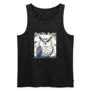 Irritated Owl-Buddy - Men's Premium Organic Tank Top - black - Front - Michal (187cm)