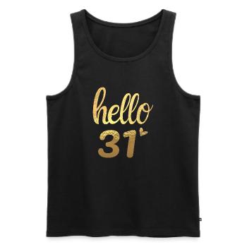 Hello 31 Gold - Men's Premium Organic Tank Top - black - Front - Michal (187cm)