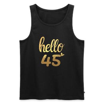 Hello 45 doré - Débardeur bio Premium Homme - noir - Devant - Michal (187cm)
