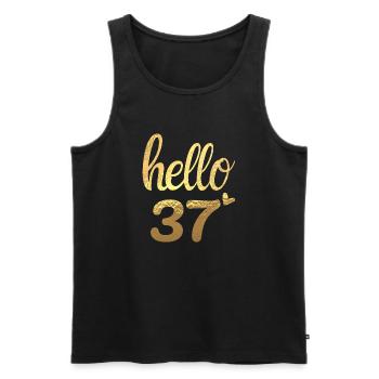 Hello 37 Gold - Men's Premium Organic Tank Top - black - Front - Michal (187cm)