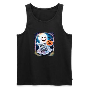 Trick and Treat halloween ghost funny - Men's Premium Organic Tank Top - black - Front - Michal (187cm)