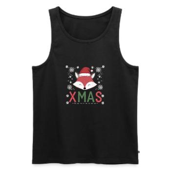 Niedlicher Fuchs mit Weihnachtsmütze Foxy Xmas - Männer Premium Bio Tank Top - Schwarz - Vorne - Michal (187cm)