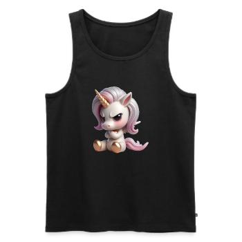 Einhorn grimmig 2 - Männer Premium Bio Tank Top - Schwarz - Vorne - AI Model Male 178 light (178cm)