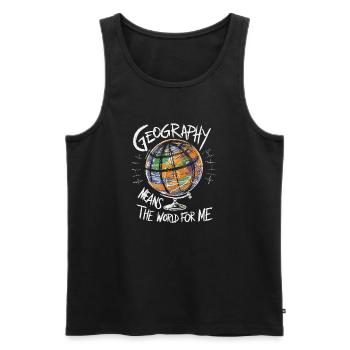 Geography is my world - Men's Premium Organic Tank Top - black - Front - Michal (187cm)