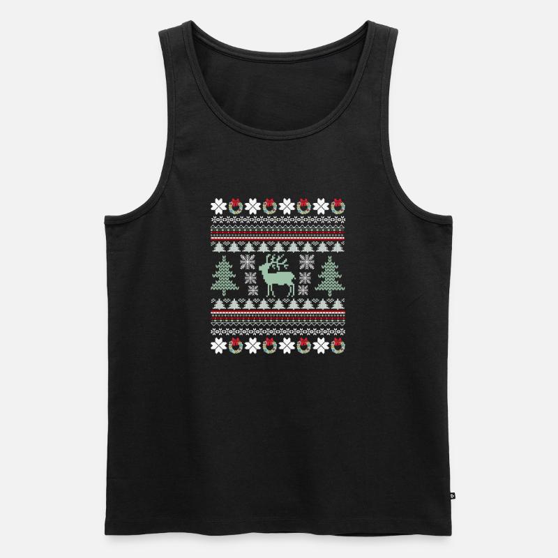 Retro Christmas Pattern - Men's Premium Organic Tank Top - black