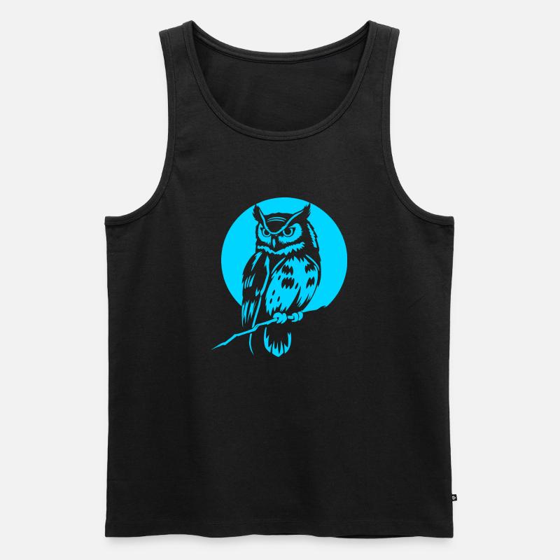 Eule vor Vollmond - Männer Premium Bio Tank Top - Schwarz