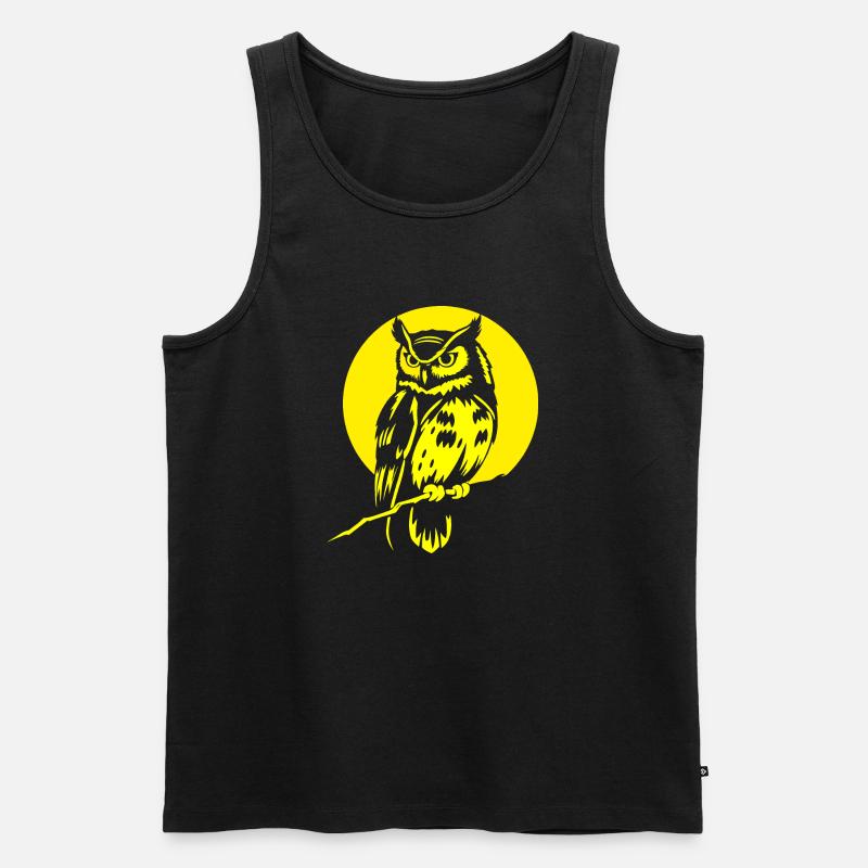 Die Eule - Männer Premium Bio Tank Top - Schwarz