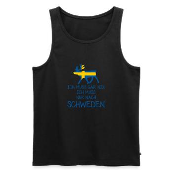 Ich muss gar nix - Ich muss nur nach Schweden - Männer Premium Bio Tank Top - Schwarz - Vorne - Michal (187cm)