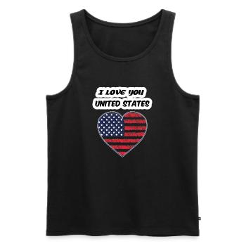 T-shirt I LOVE YOU UNITED STATES 2025 - Débardeur bio Premium Homme - noir - Devant - Michal (187cm)
