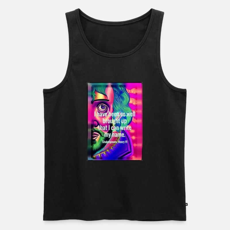 Psychedelischer Shakespeare mit Zitat - Männer Premium Bio Tank Top - Schwarz