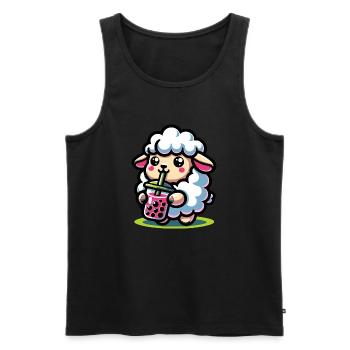 Bubble Tea Mouton Boba Tea Kawaii Cadeau - Débardeur bio Premium Homme - noir - Devant - AI Model Male 178 light (178cm)