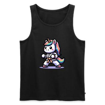 Licorne de karaté - Débardeur bio Premium Homme - noir - Devant - Michal (187cm)