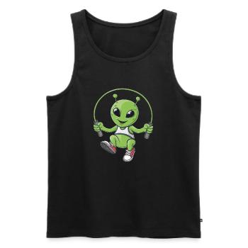 Alien with skipping rope - Men's Premium Organic Tank Top - black - Front - Michal (187cm)