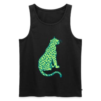 Sitting Leopard by Cheerful Madness!! - Men's Premium Organic Tank Top - black - Front - AI Model Male 178 light (178cm)