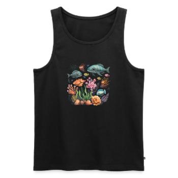 Fische Korallen Meer Ozean Meeresleben Tiere - Männer Premium Bio Tank Top - Schwarz - Vorne - Michal (187cm)
