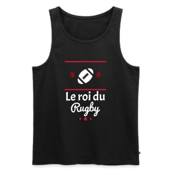 le roi du rugby, idée cadeau rugbyman, rugbymen - Débardeur bio Premium Homme - noir - Devant - Michal (187cm)