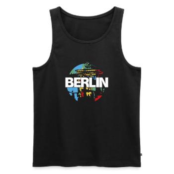 Porte de Brandebourg, Berlin, Allemagne - Débardeur bio Premium Homme - noir - Devant - AI Model Male 178 light (178cm)