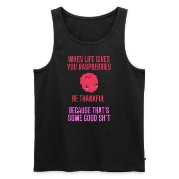When life gives you raspberries lustiger Spruch - Männer Premium Bio Tank Top - Schwarz - Vorne - AI Model Male 178 light (178cm)