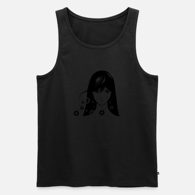 Mädchen Comic - Männer Premium Bio Tank Top - Schwarz