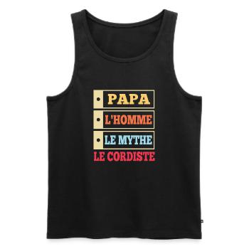 Papa l'homme le mythe le cordiste t-shirt - Débardeur bio Premium Homme - noir - Devant - Michal (187cm)