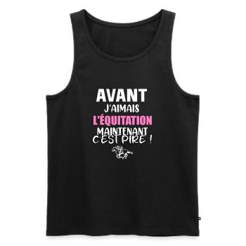 Avant j'aimais l'équitation maintenant c'est pire - Débardeur bio Premium Homme - noir - Devant - Michal (187cm)