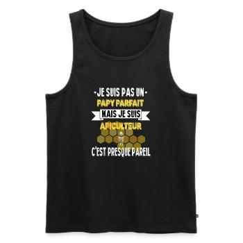 Papy apiculteur humour abeille apicole t-shirt - Débardeur bio Premium Homme - noir - Devant - Michal (187cm)